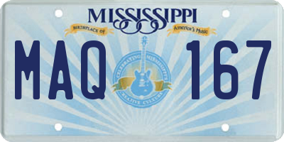 MS license plate MAQ167