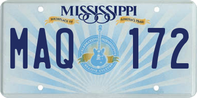 MS license plate MAQ172