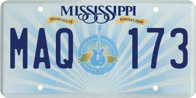 MS license plate MAQ173