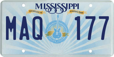 MS license plate MAQ177