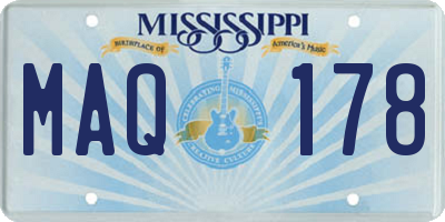 MS license plate MAQ178