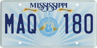 MS license plate MAQ180