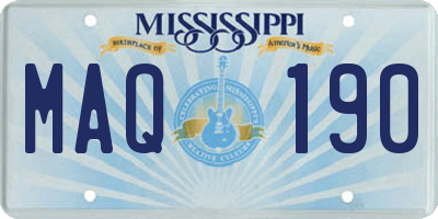 MS license plate MAQ190