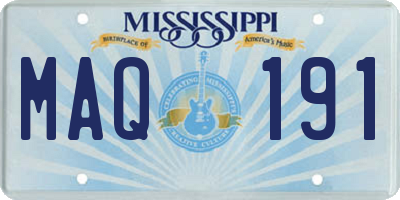 MS license plate MAQ191