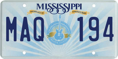 MS license plate MAQ194
