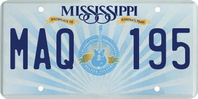 MS license plate MAQ195