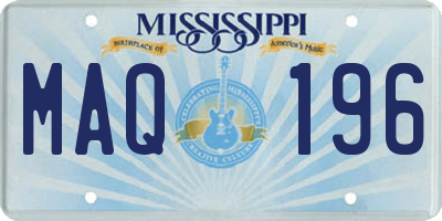 MS license plate MAQ196