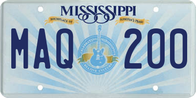 MS license plate MAQ200