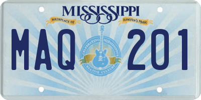 MS license plate MAQ201