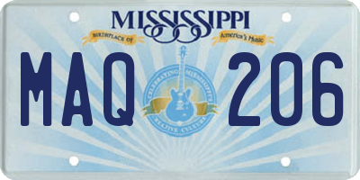 MS license plate MAQ206