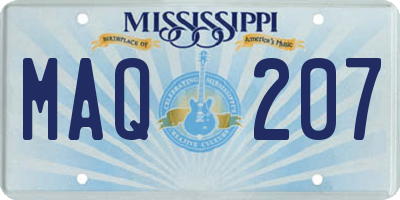 MS license plate MAQ207