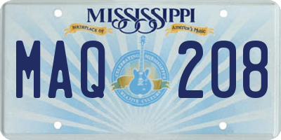 MS license plate MAQ208