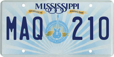 MS license plate MAQ210