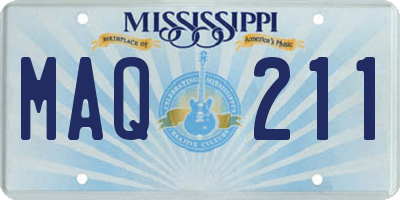 MS license plate MAQ211