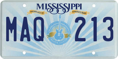 MS license plate MAQ213