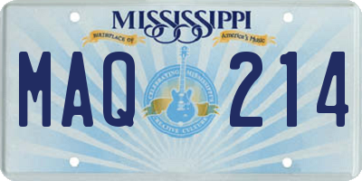 MS license plate MAQ214