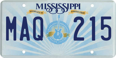 MS license plate MAQ215