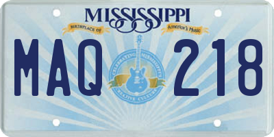 MS license plate MAQ218