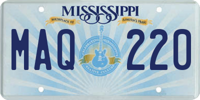 MS license plate MAQ220