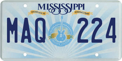 MS license plate MAQ224
