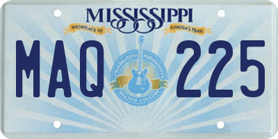 MS license plate MAQ225