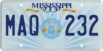 MS license plate MAQ232