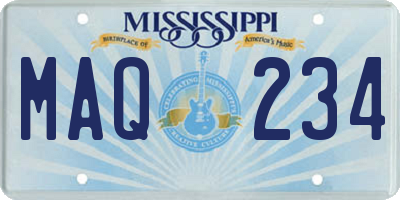 MS license plate MAQ234