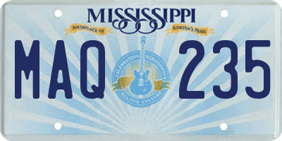 MS license plate MAQ235