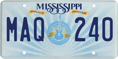 MS license plate MAQ240