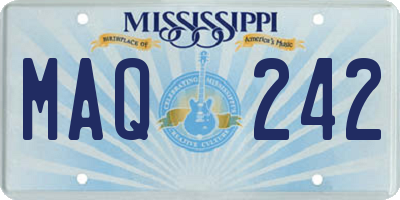 MS license plate MAQ242