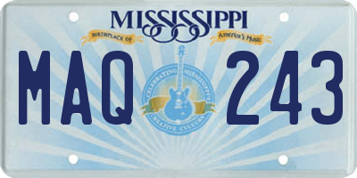 MS license plate MAQ243