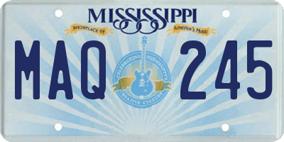 MS license plate MAQ245