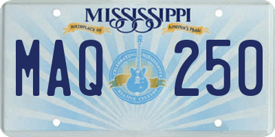 MS license plate MAQ250