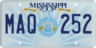 MS license plate MAQ252