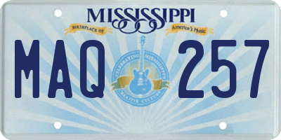 MS license plate MAQ257