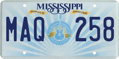 MS license plate MAQ258