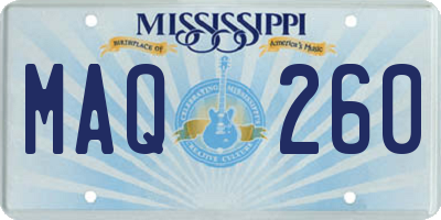 MS license plate MAQ260
