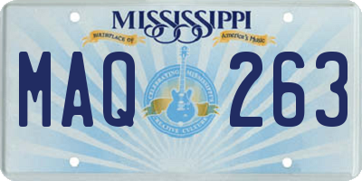 MS license plate MAQ263