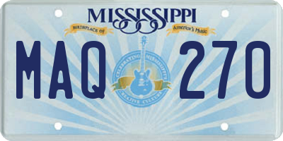 MS license plate MAQ270