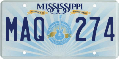 MS license plate MAQ274