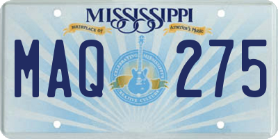 MS license plate MAQ275