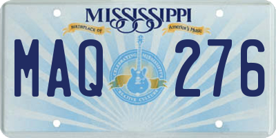 MS license plate MAQ276