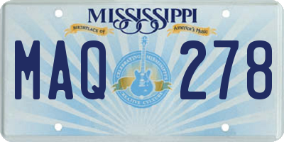 MS license plate MAQ278