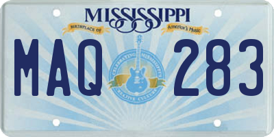 MS license plate MAQ283