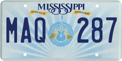 MS license plate MAQ287