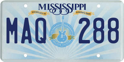 MS license plate MAQ288