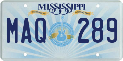 MS license plate MAQ289