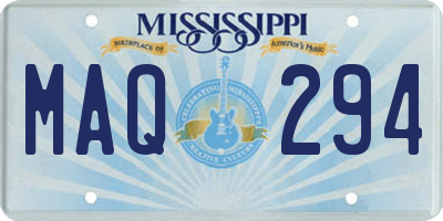 MS license plate MAQ294