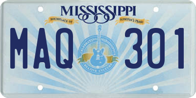 MS license plate MAQ301
