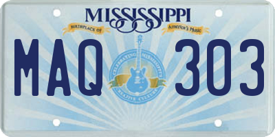 MS license plate MAQ303